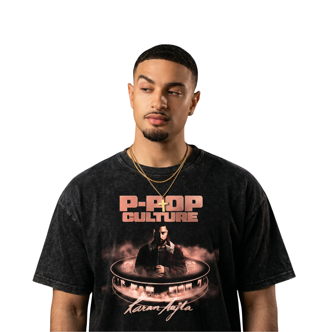 P- POP Culture Oversized Washed T-Shirt