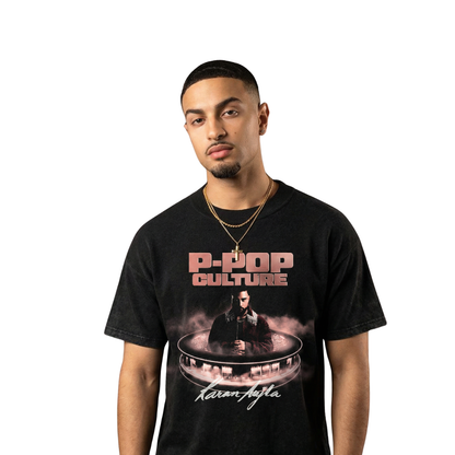P- POP Culture Oversized Washed T-Shirt