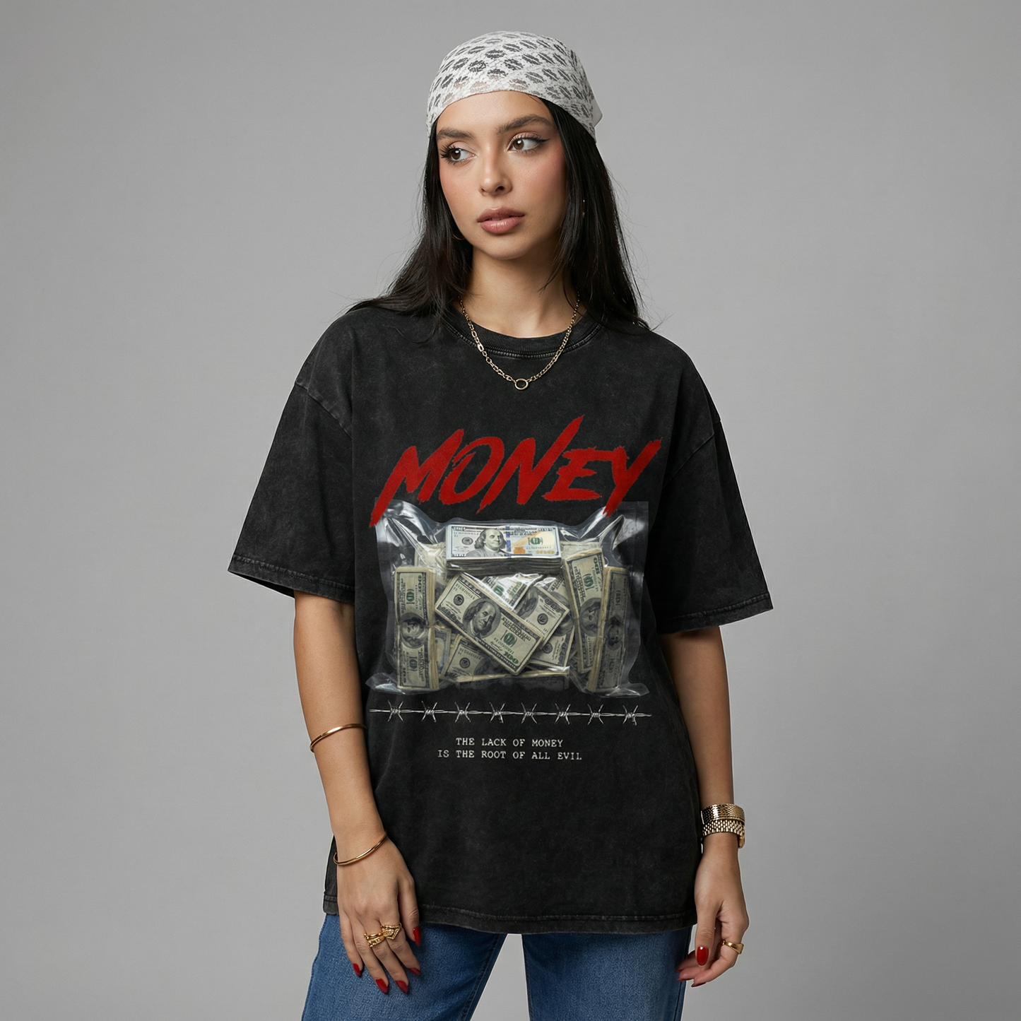 Money Washed Oversized T-Shirt